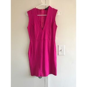 Deep V Hot Pink Dress